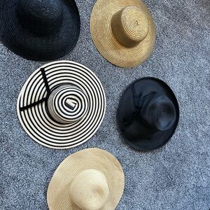 Stylish Straw and Black Hats Set